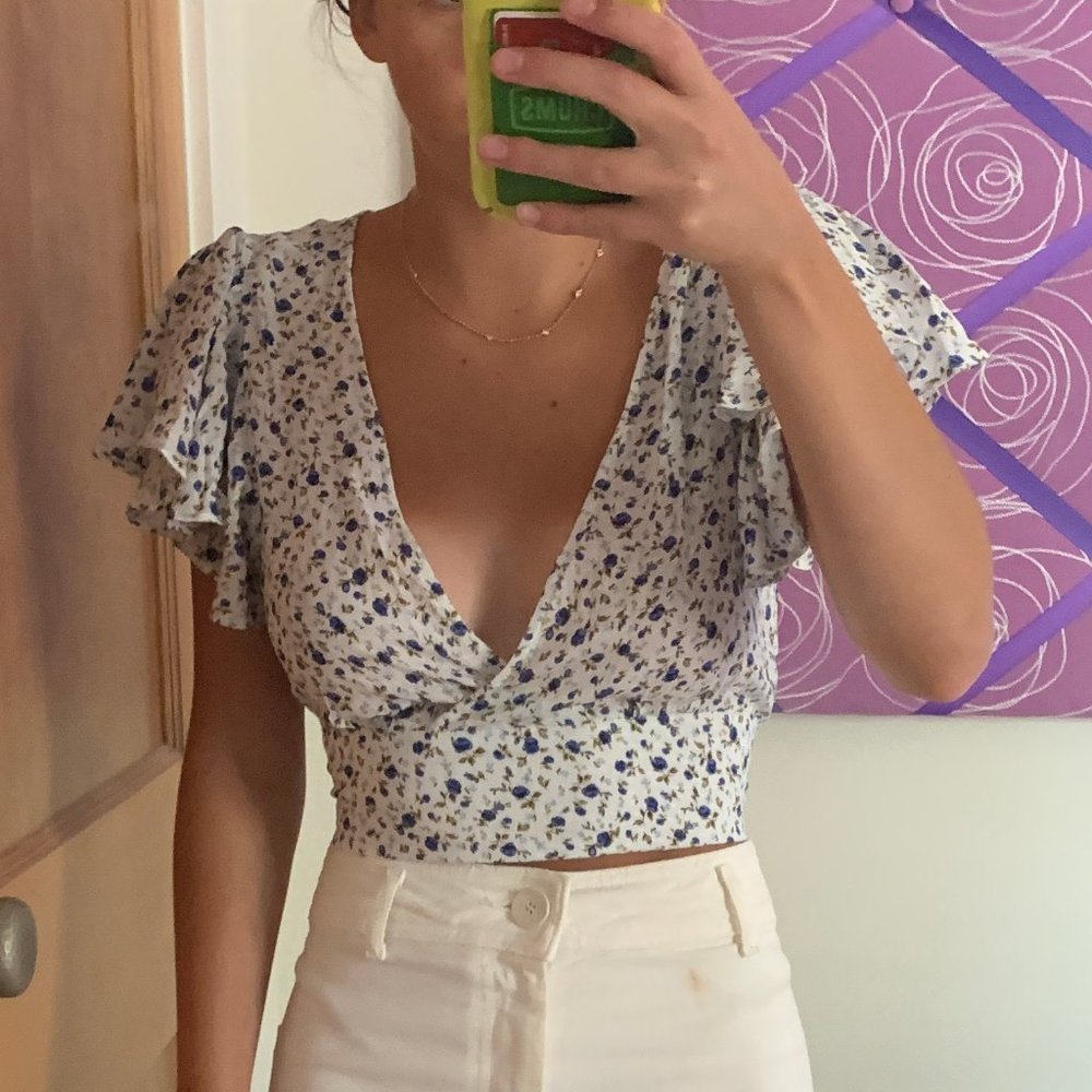 Forever 21 Floral Tie Top